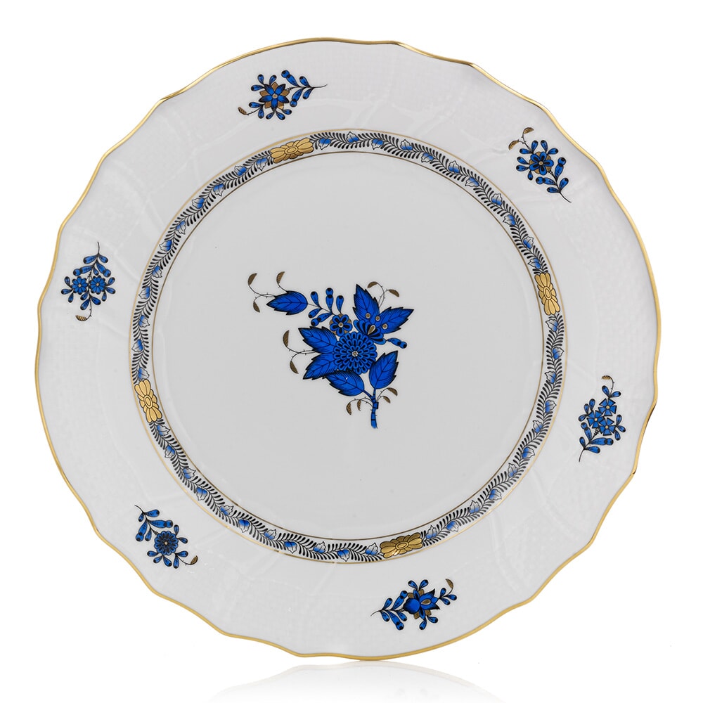 Herend Chinese Bouquet Black Sapphire Dinner Plate
