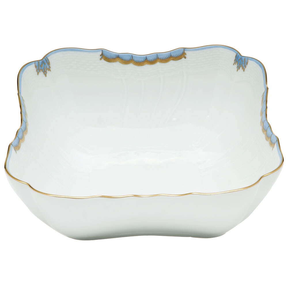 Herend Princess Victoria Light Blue Square Salad Bowl