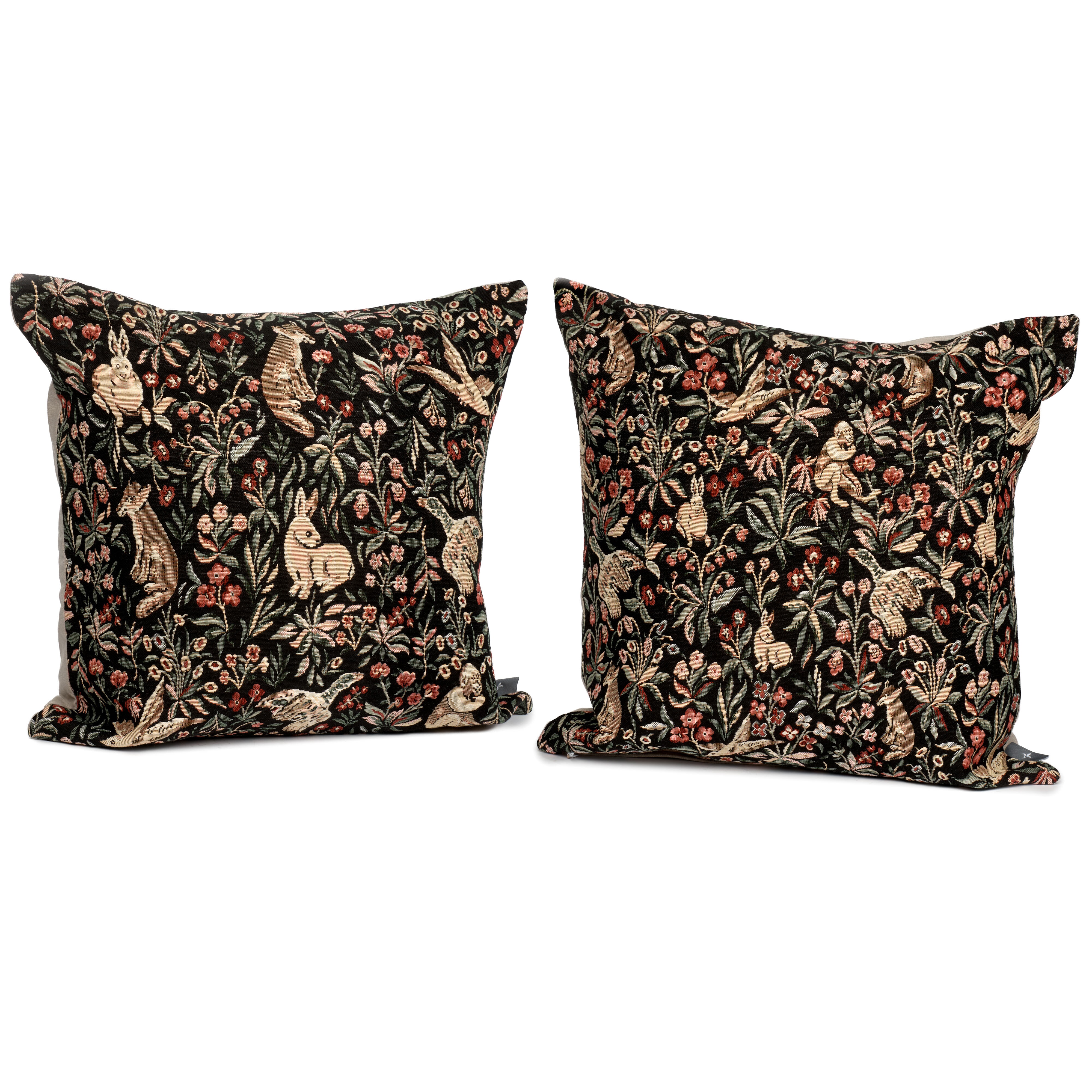 Mille Fleurs Black Tapestry Pillows