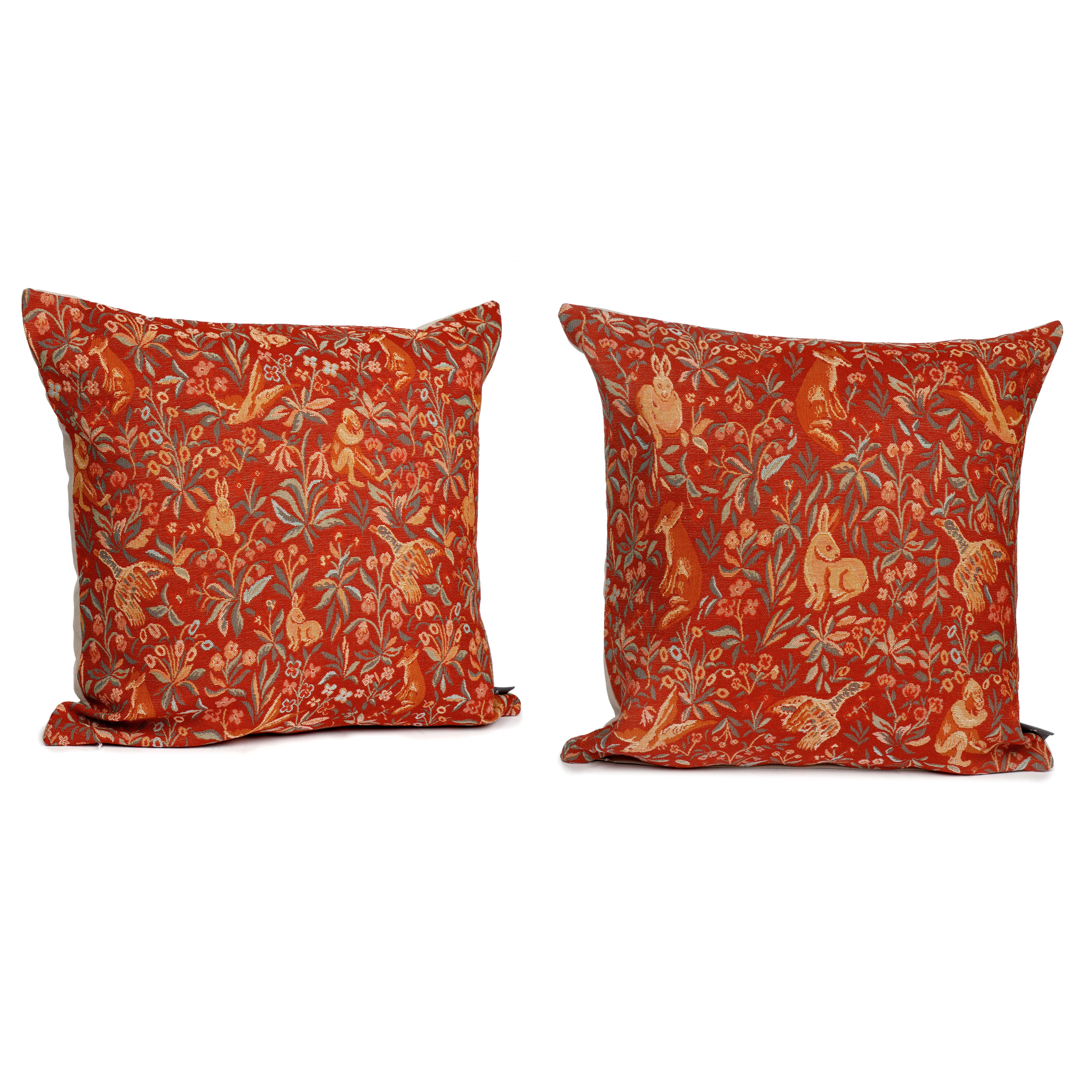 Mille Fleurs Red Tapestry Pillows