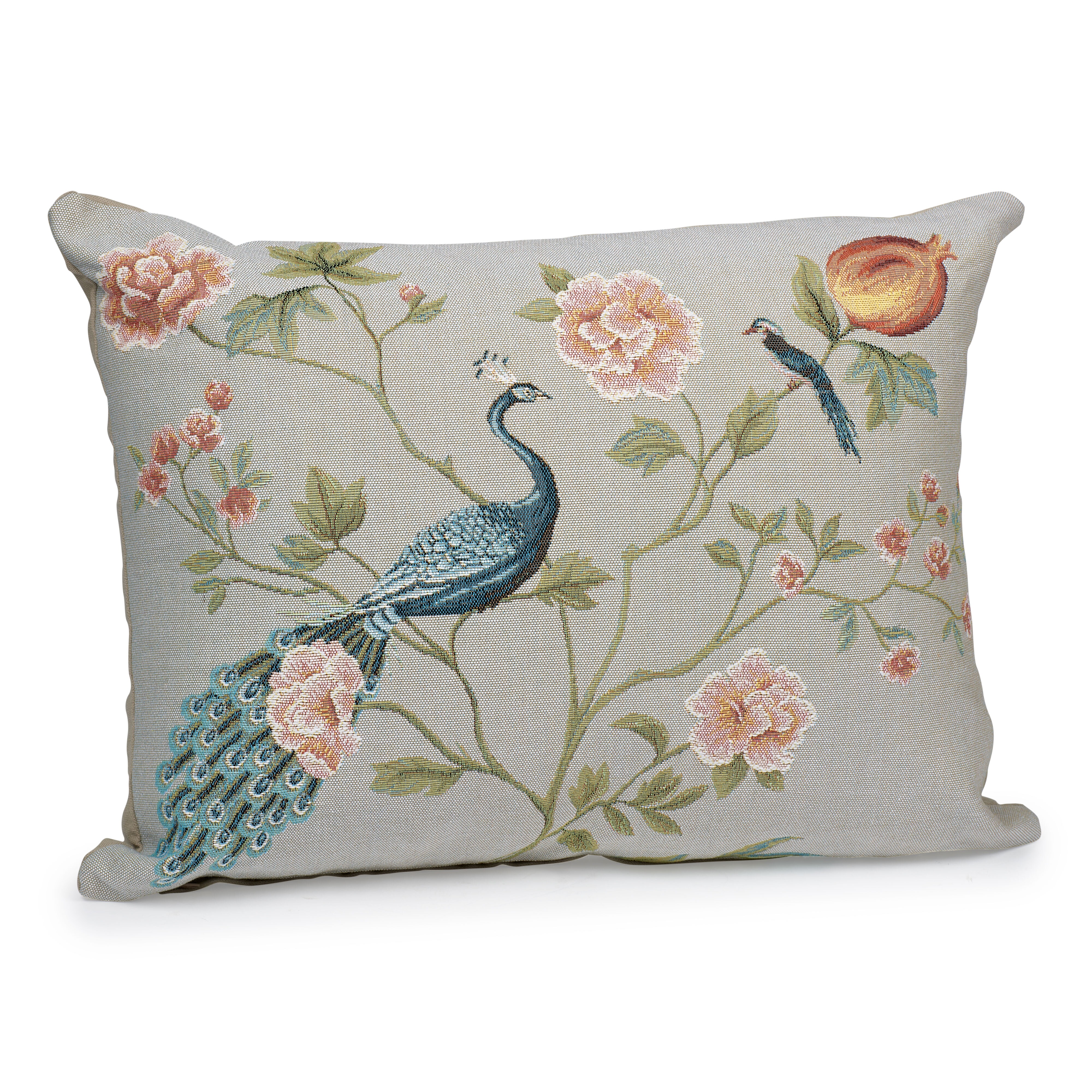 Peacock & Pomegranate Rectangle Pillow