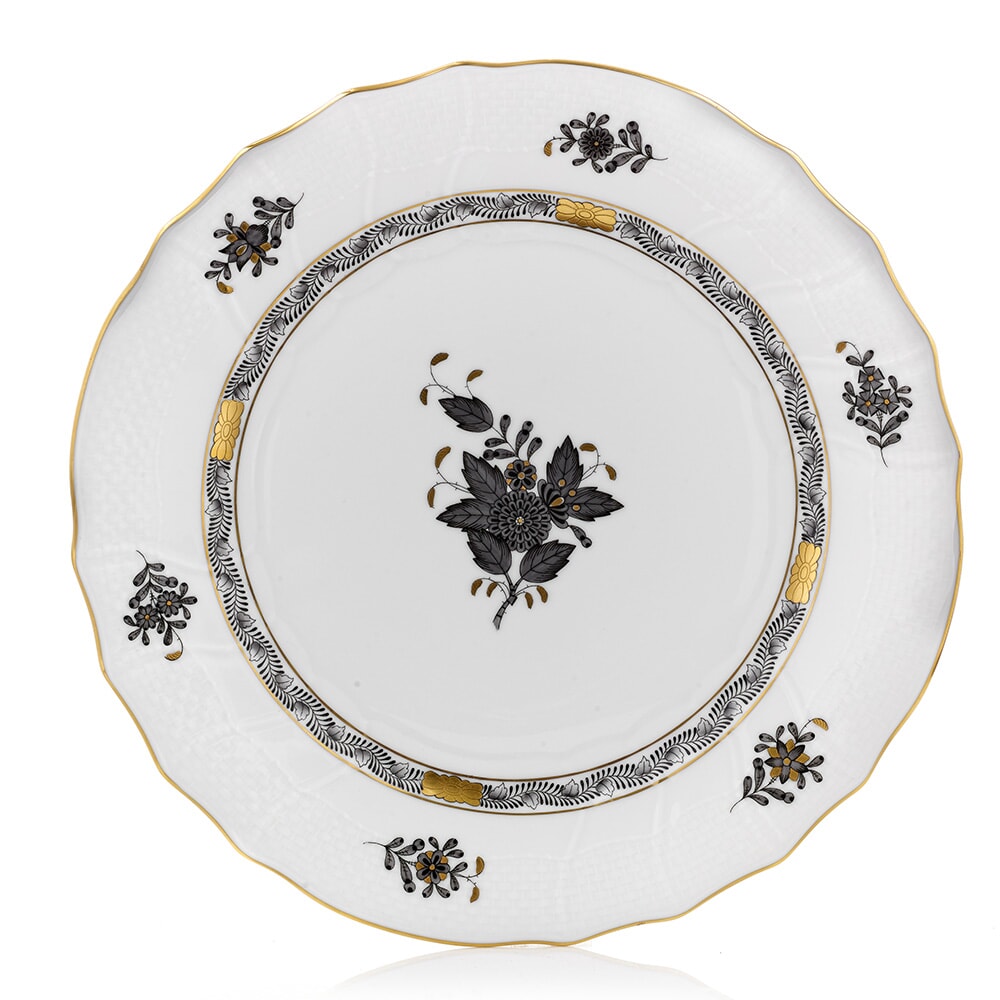 Herend Chinese Bouquet Black Salad Plate