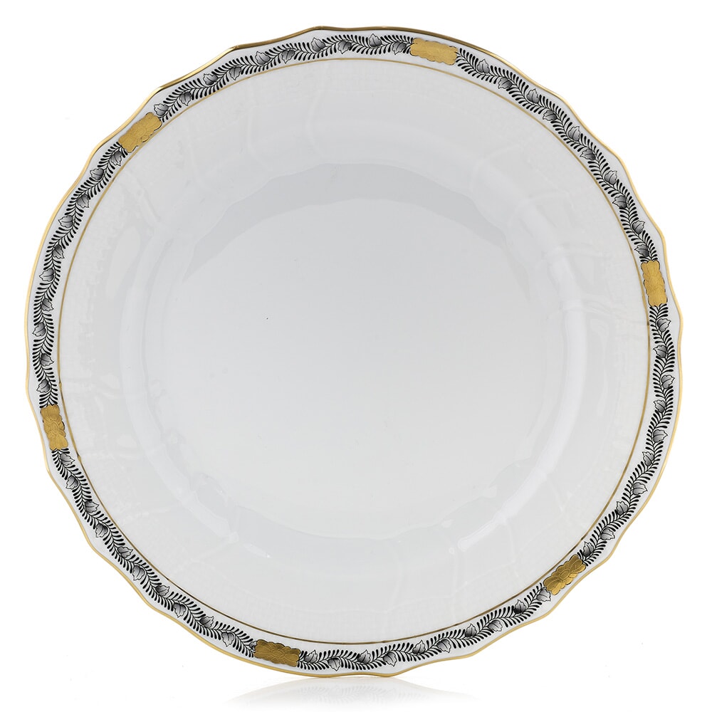 Herend Chinese Bouquet Garland Black Dinner Plate