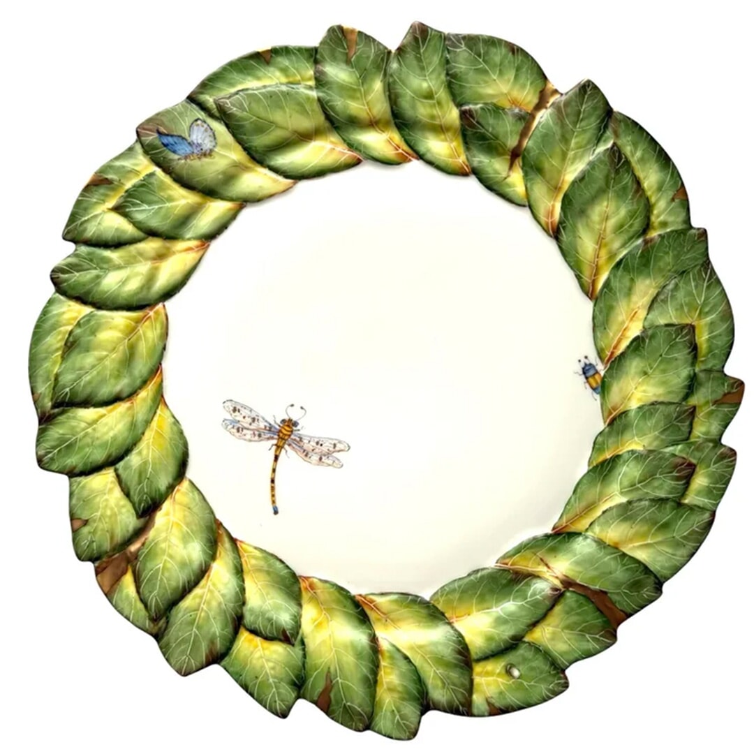 Anna Weatherley Embossed Green Leaf Dinner Plate