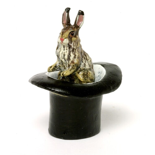 Austrian Bronze Rabbit in Top Hat Figurine
