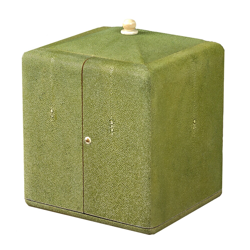 AM512 - Vanity Jewelry Box, Olive Shagreen
