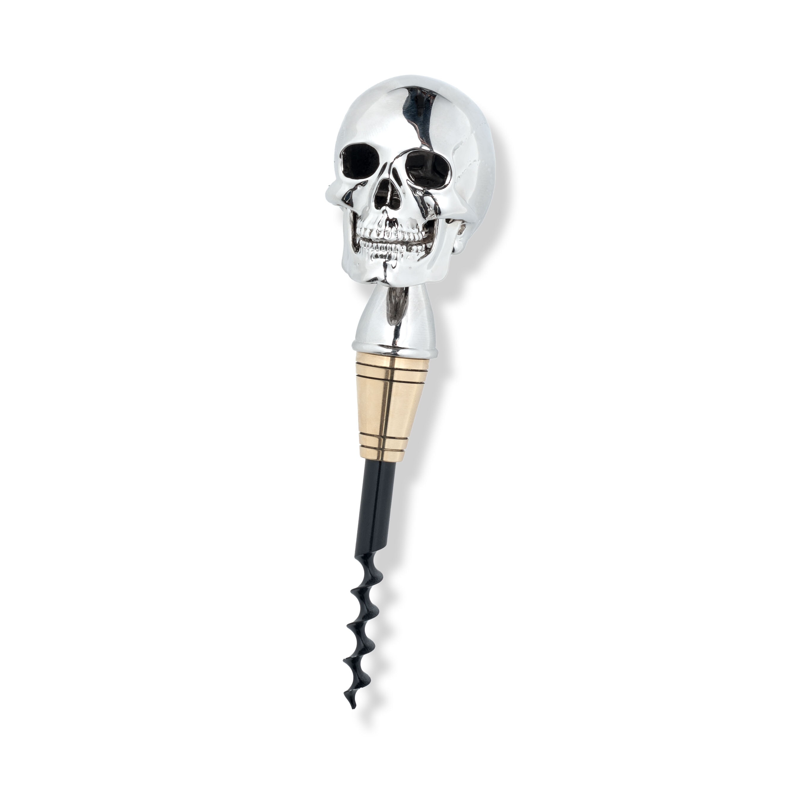 Sterling Silver Skull Bright Finish Cork Screw