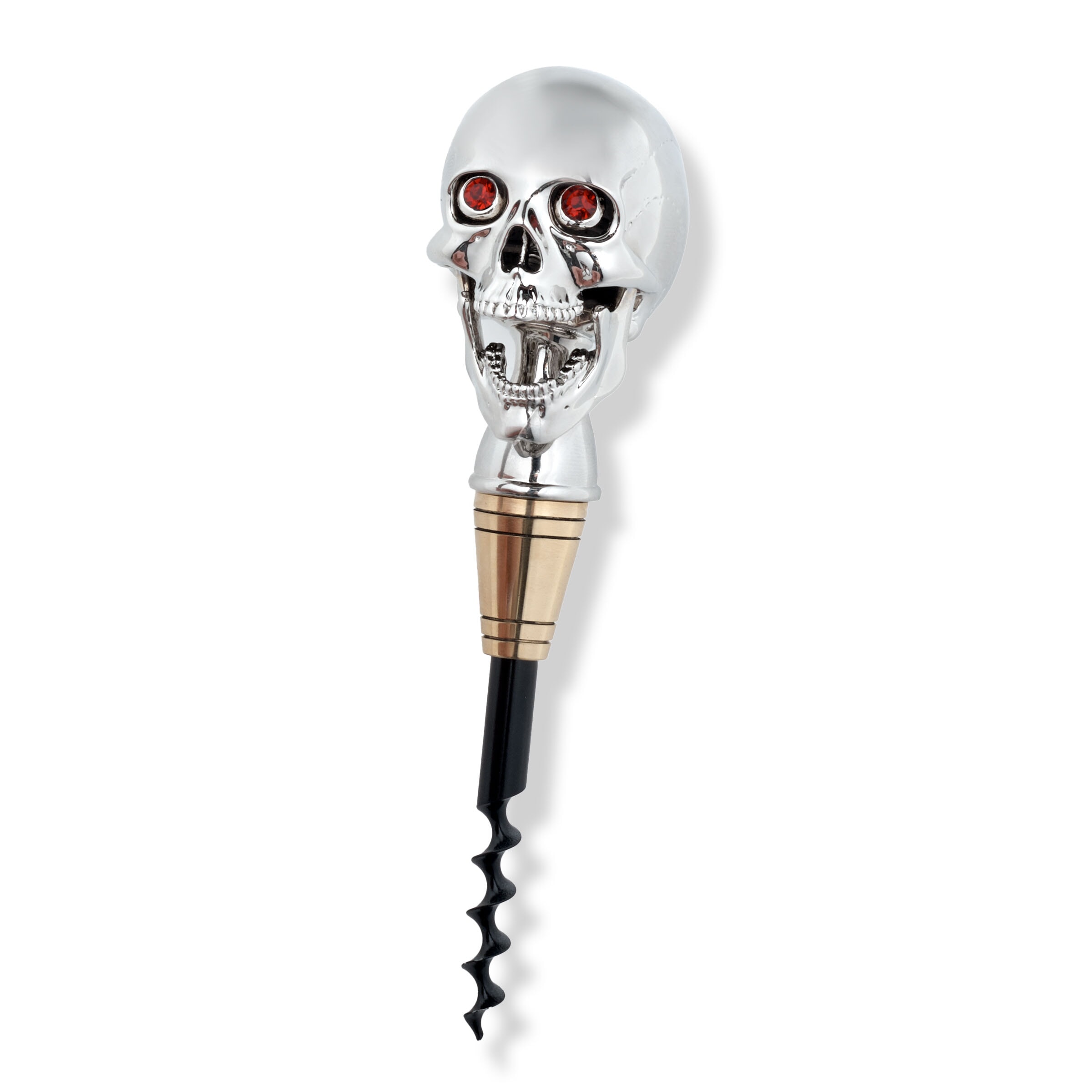 Sterling Silver Skull Bright Finish Cork Screw
