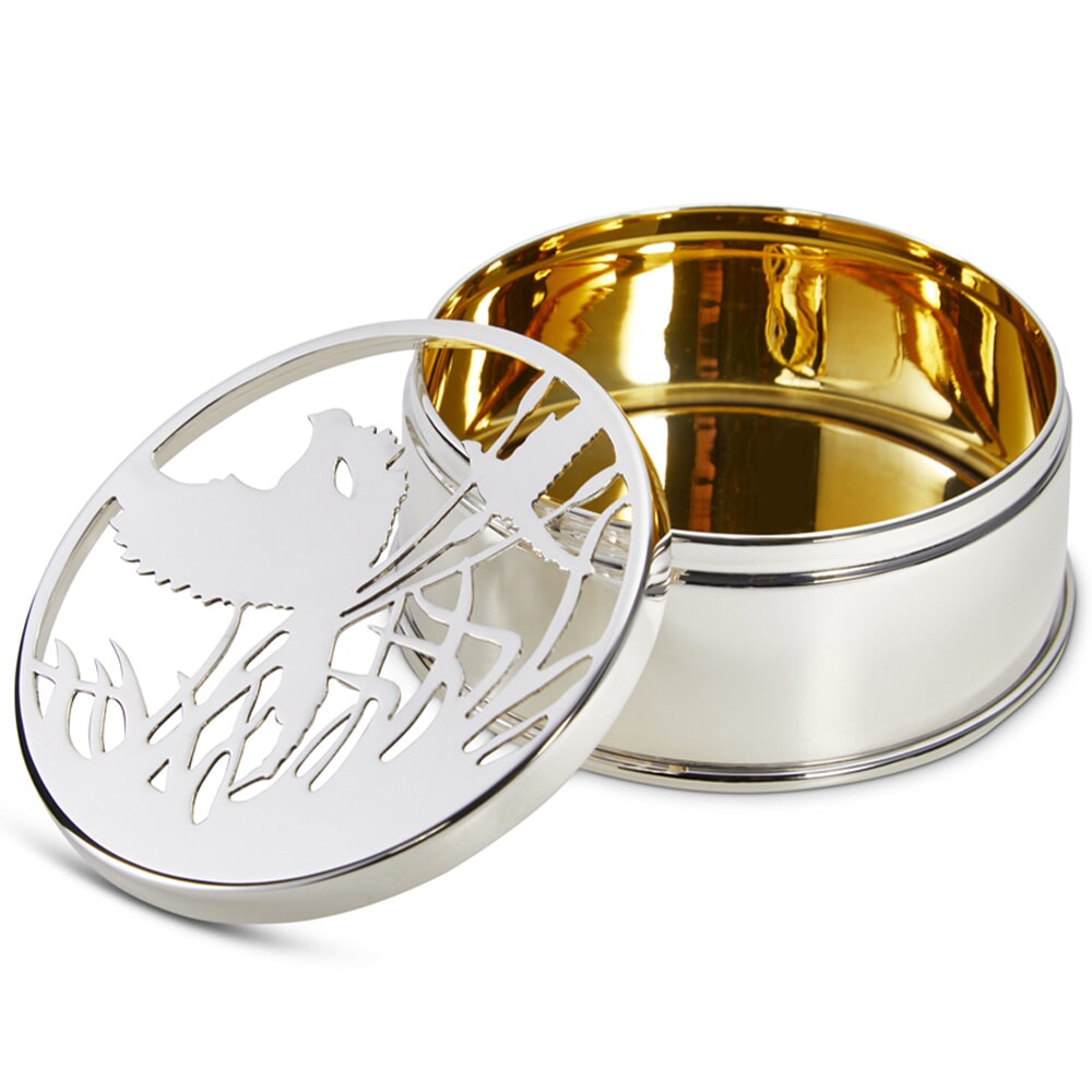 Sterling Silver Hand-Pierced Pheasant Box