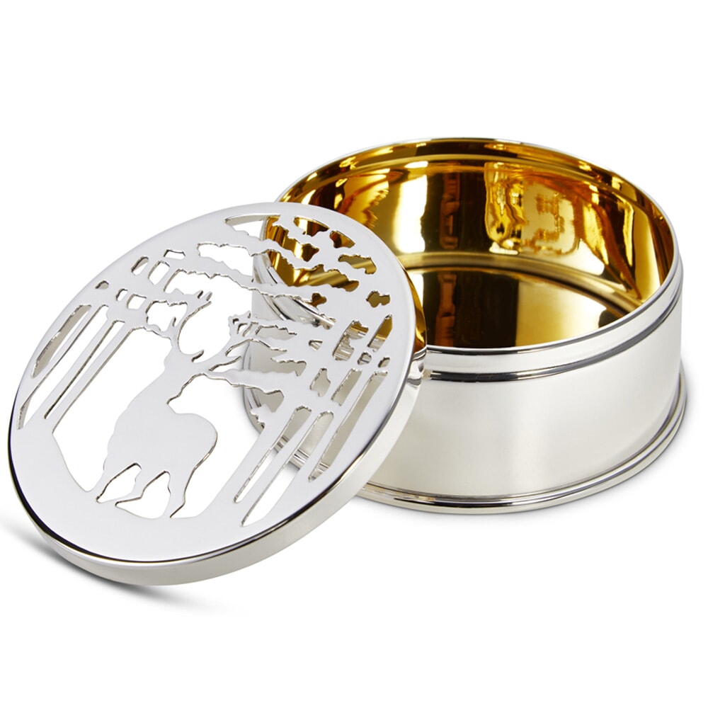 Sterling Silver Hand-Pierced Stag Box