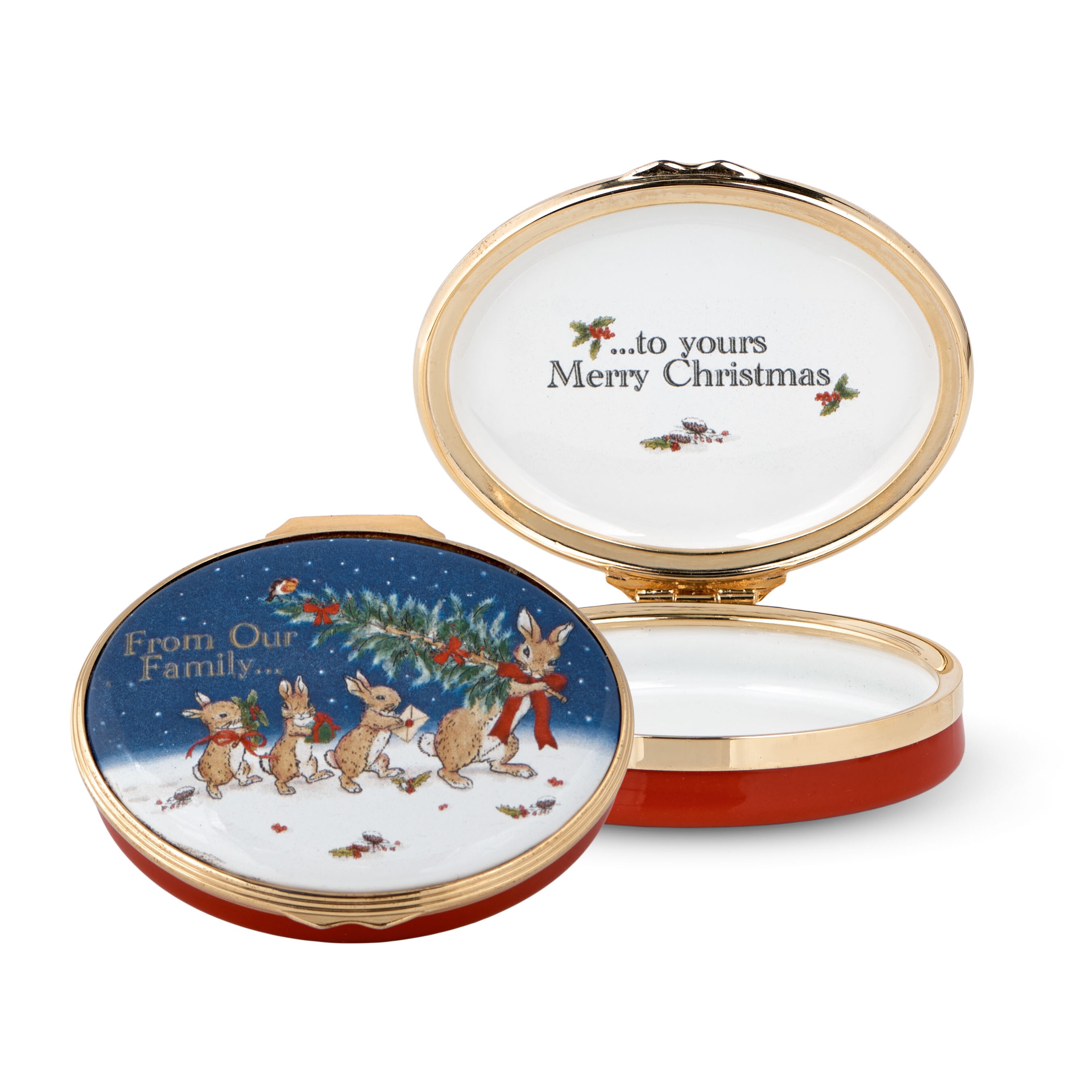 Halcyon Days Christmas Is Family Enamel Box