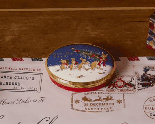 Halcyon Days Christmas Is Family Enamel Box