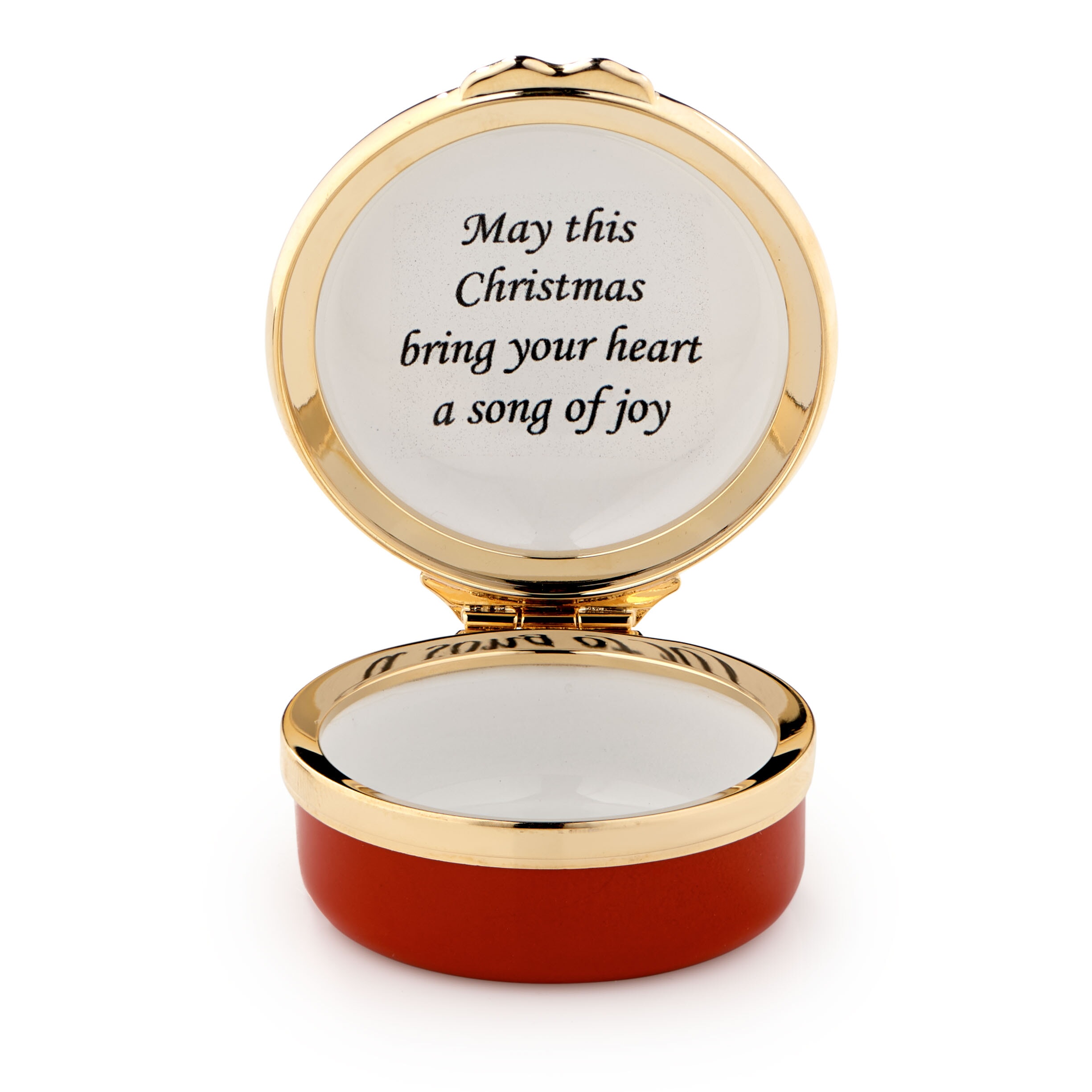 Halcyon Days Christmas Red Cardinals Enamel Box