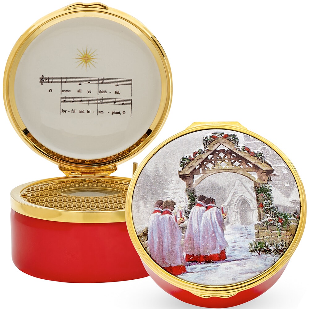 BC452      - Halcyon Days "O Come All Ye Faithful" Christmas Morning Music Box