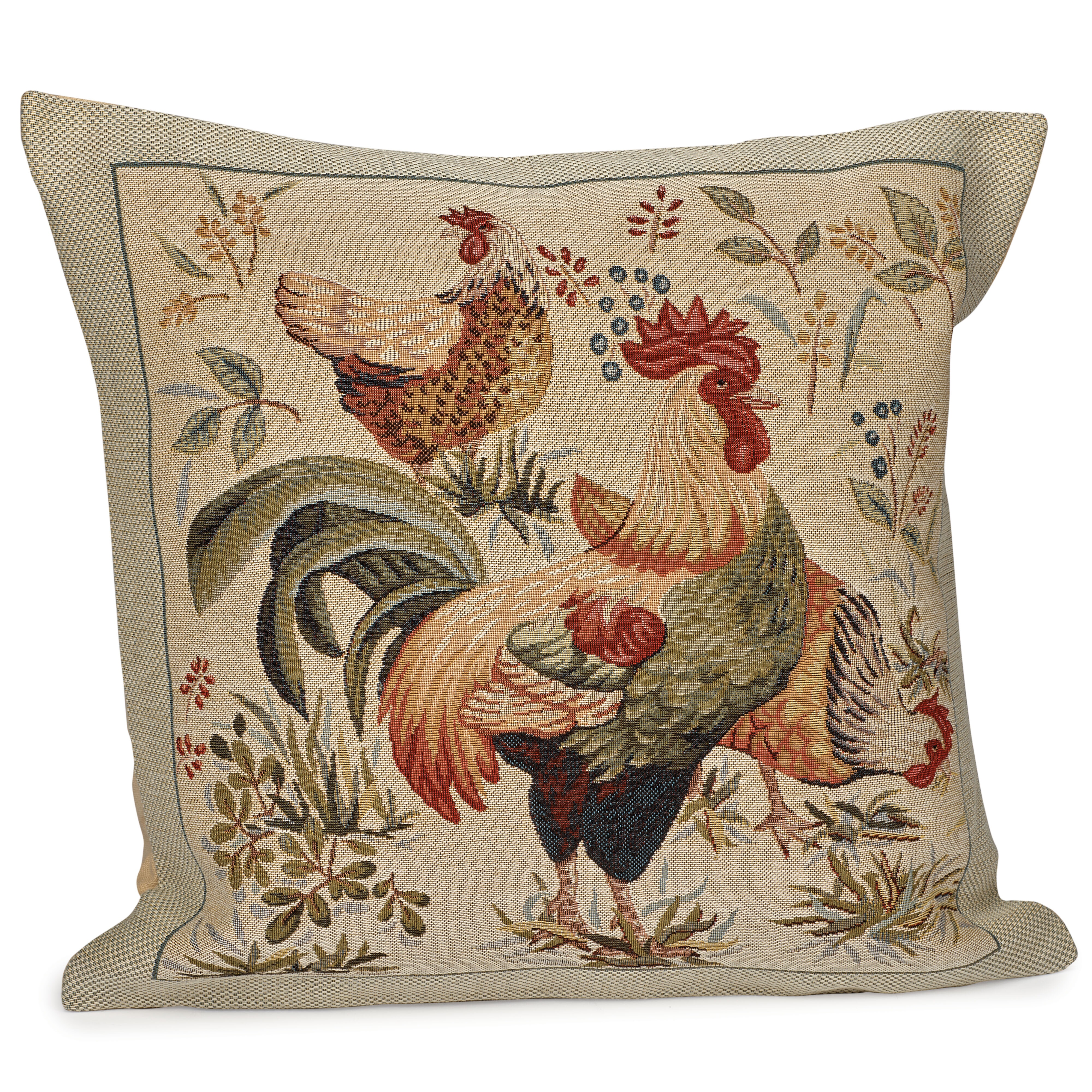 Roosters & Hens Cushion, facing right