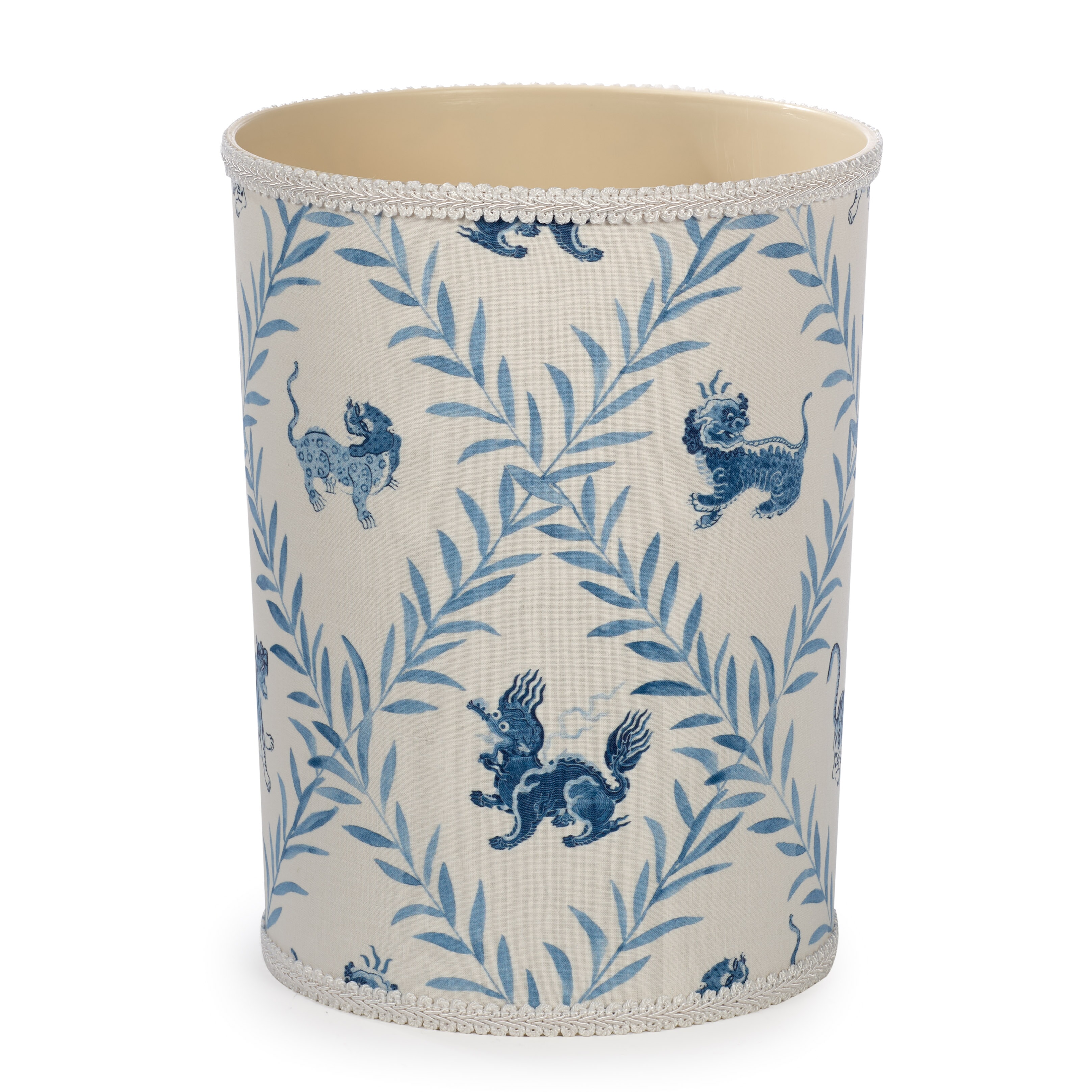 Foo Dog Blue Wastebasket