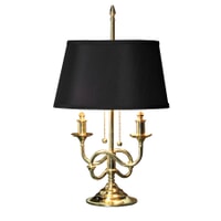 AA354 - Brass Table Lamp, Black Oval Shade 0