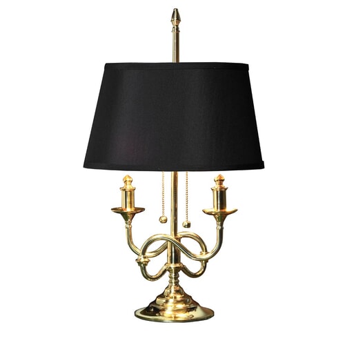 AA354 - Brass Table Lamp, Black Oval Shade 0