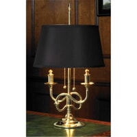 AA354 - Brass Table Lamp, Black Oval Shade 1