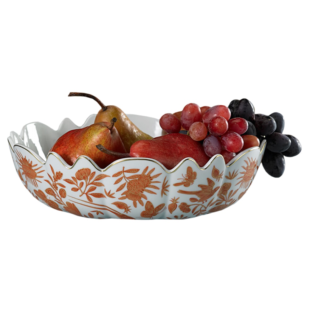 Mottahedeh Sacred Bird & Butterfly Scalloped Bowl