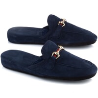 AZ317 - Men's Blue Suede Loafer Slippers, Large