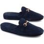 AZ317 - Men's Blue Suede Loafer Slippers, Large
