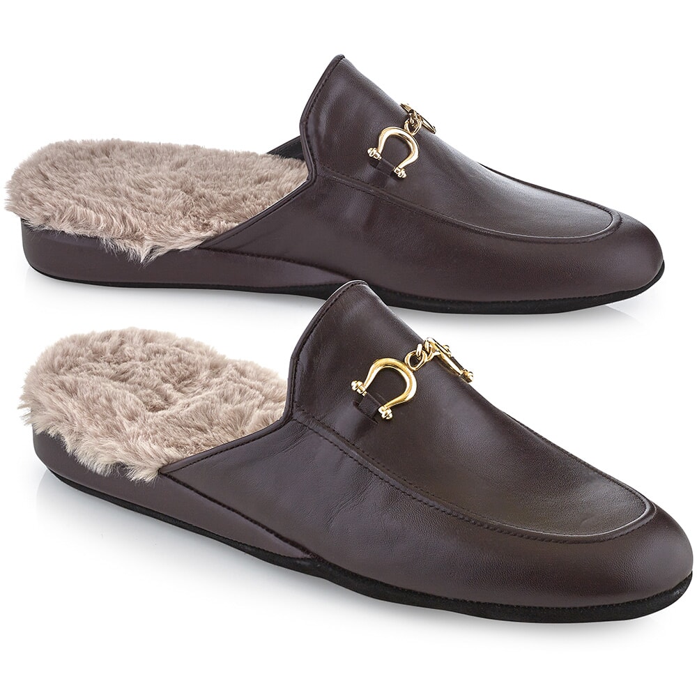 EXCLUSIVE Men's Burgundy Cambridge Leather Slippers