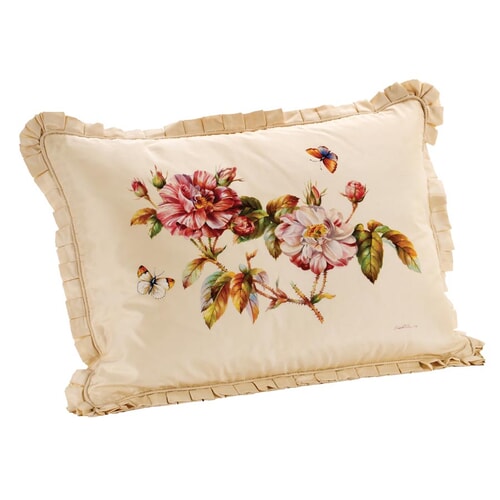 Handpainted Roses on Cream Silk Pillows