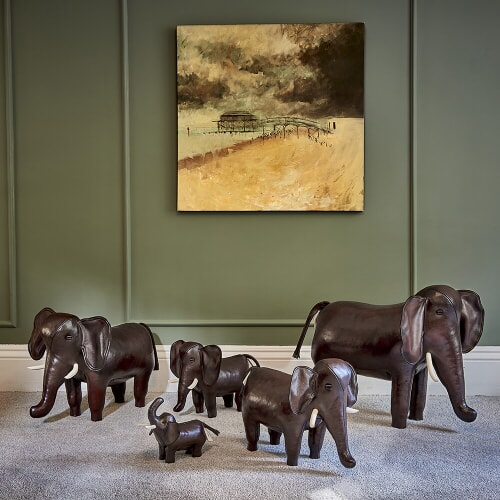 Leather Elephant Footstools 1