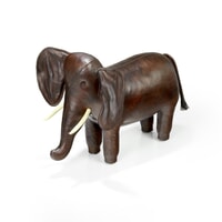 A1552 - Leather Elephant Footstool, Large with Trunk Down