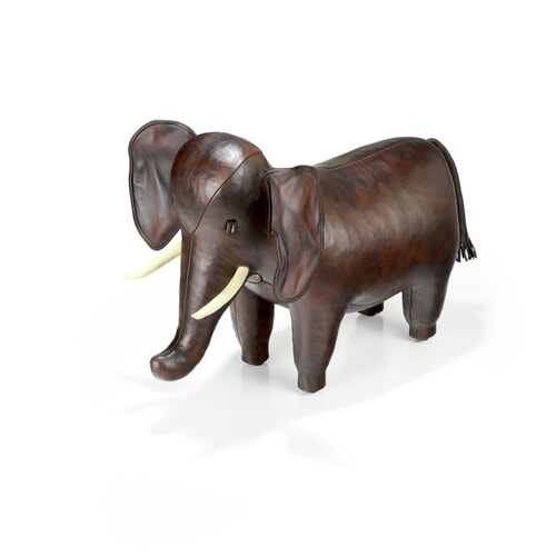 J1396 - Leather Elephant Trunk Down Footstool, Medium