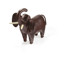 A1559 - Leather Elephant Footstool, Standard with Trunk Up