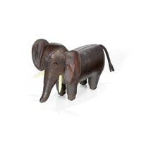 BD402 - Elephant Leather Footstool, Small with Trunk Down