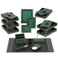 Florentine Leather Desk Accessories, Green 0