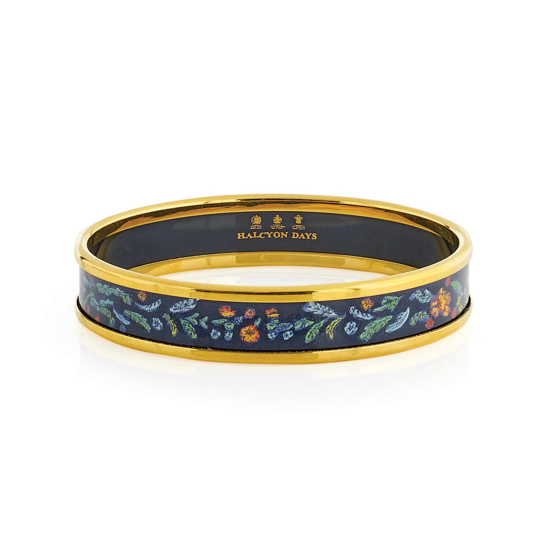 Halcyon Days Autumnal Flowers on Navy Bangles