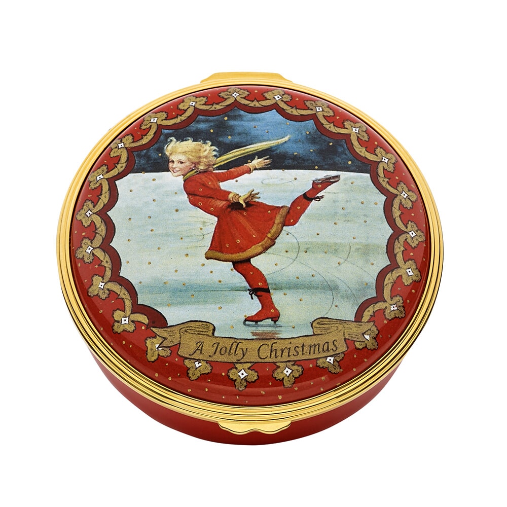Halcyon Days Christmas Ice Skating Enamel Box