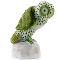 Herend Small Owl Forest Green