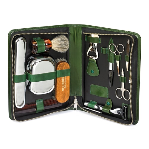AT393 - Leather Grooming Kit, Green