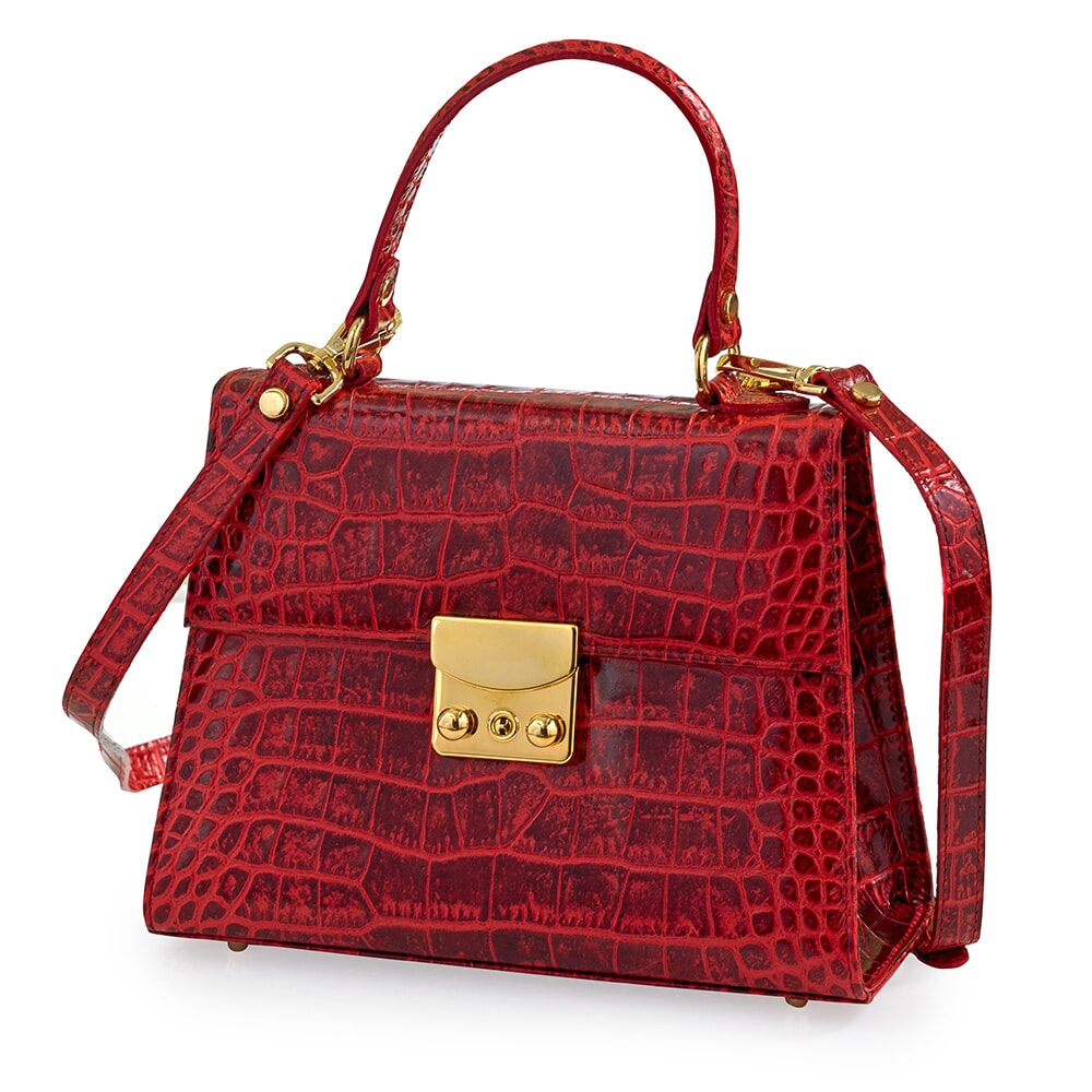 Small Faux Crocodile Leather Bag