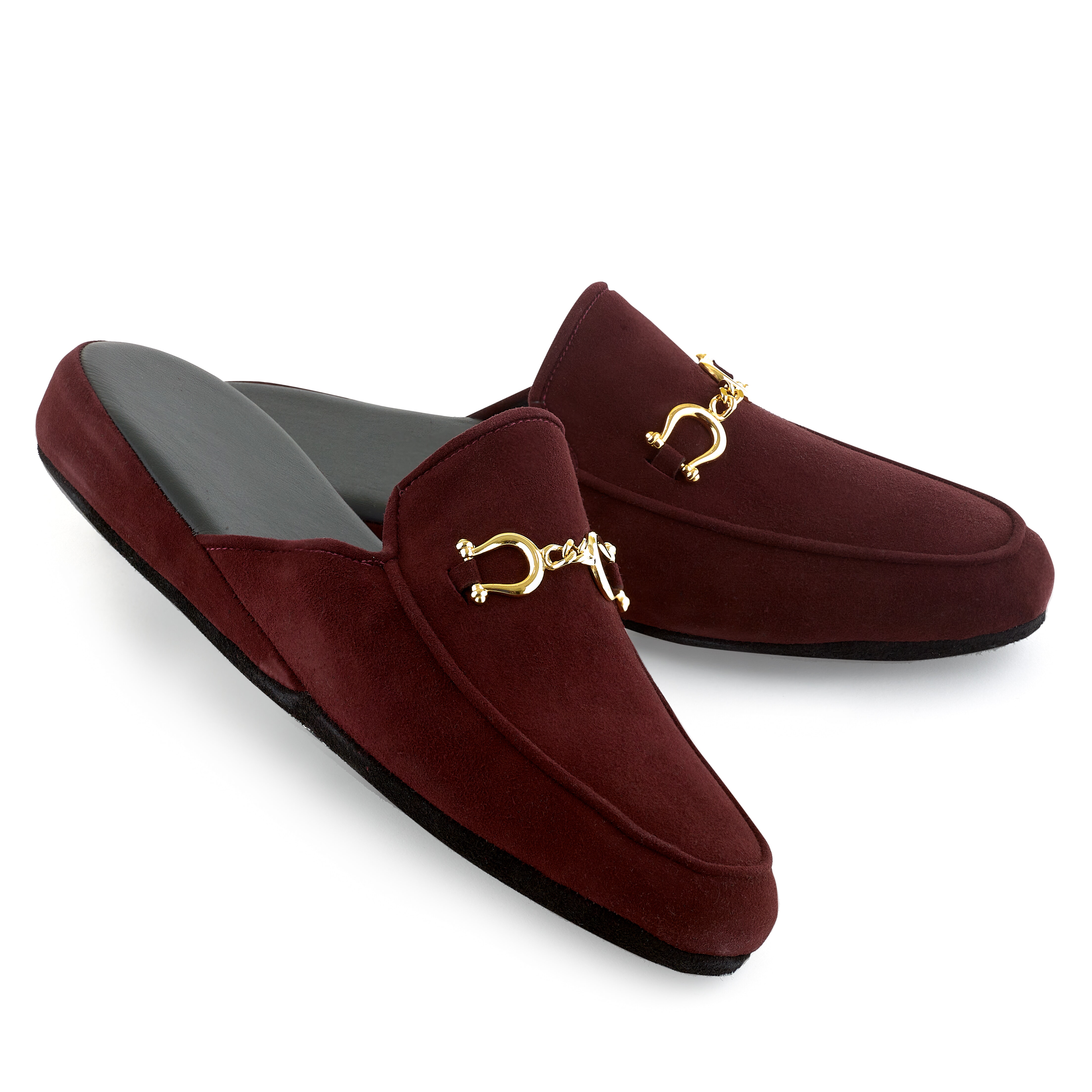 Men's Burgundy Suede Slippers