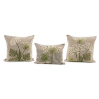 White Umbels on Natural Tapestry Pillows 0