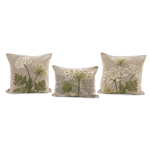 White Umbels on Natural Tapestry Pillows 0