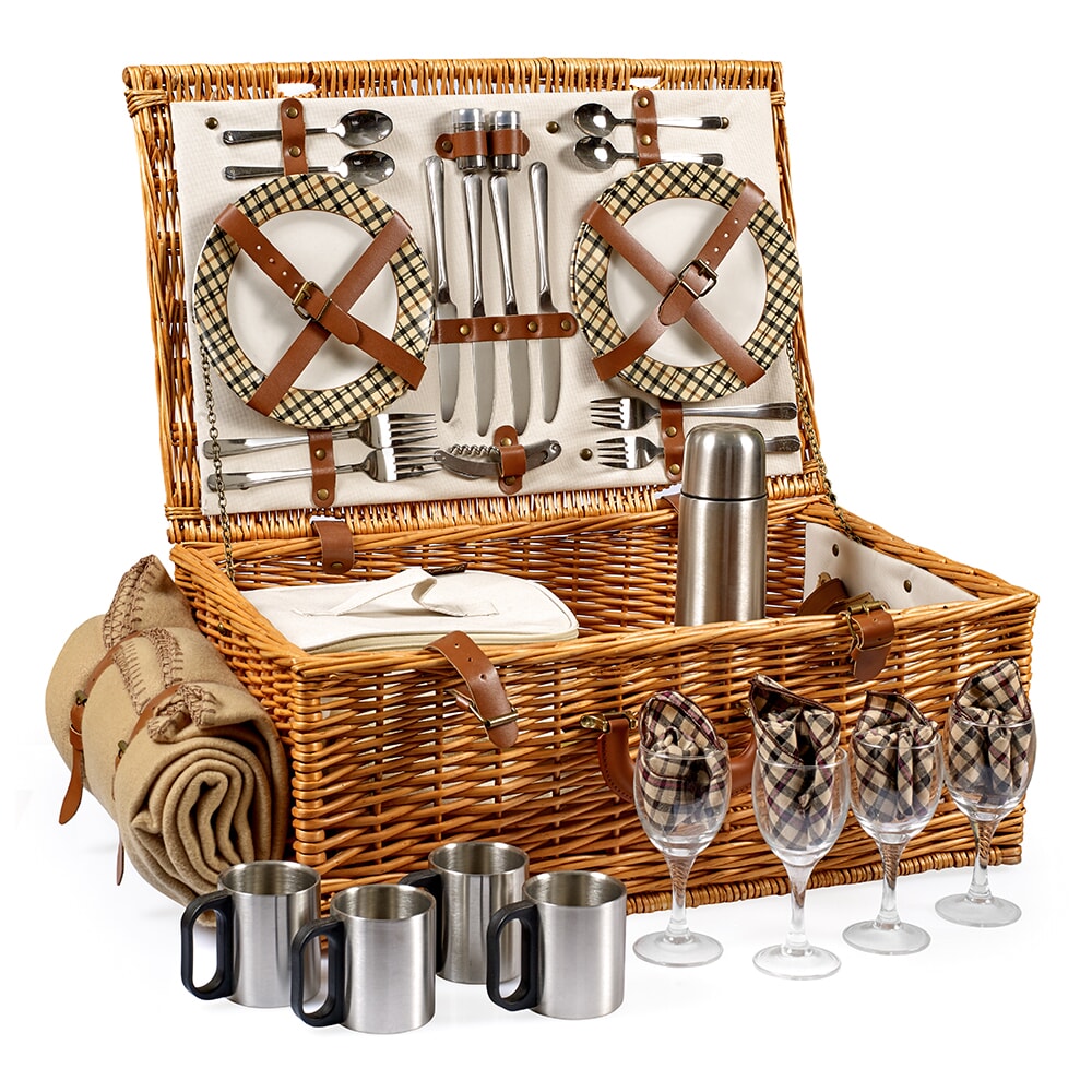 Dorset Picnic Basket for Four with Coffee & Blanket