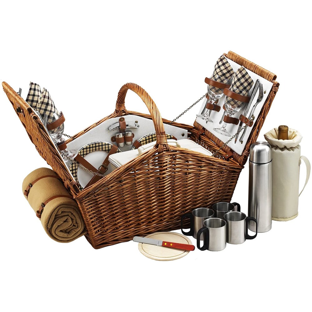 Huntsman Picnic Basket for Four with Coffee & Blanket