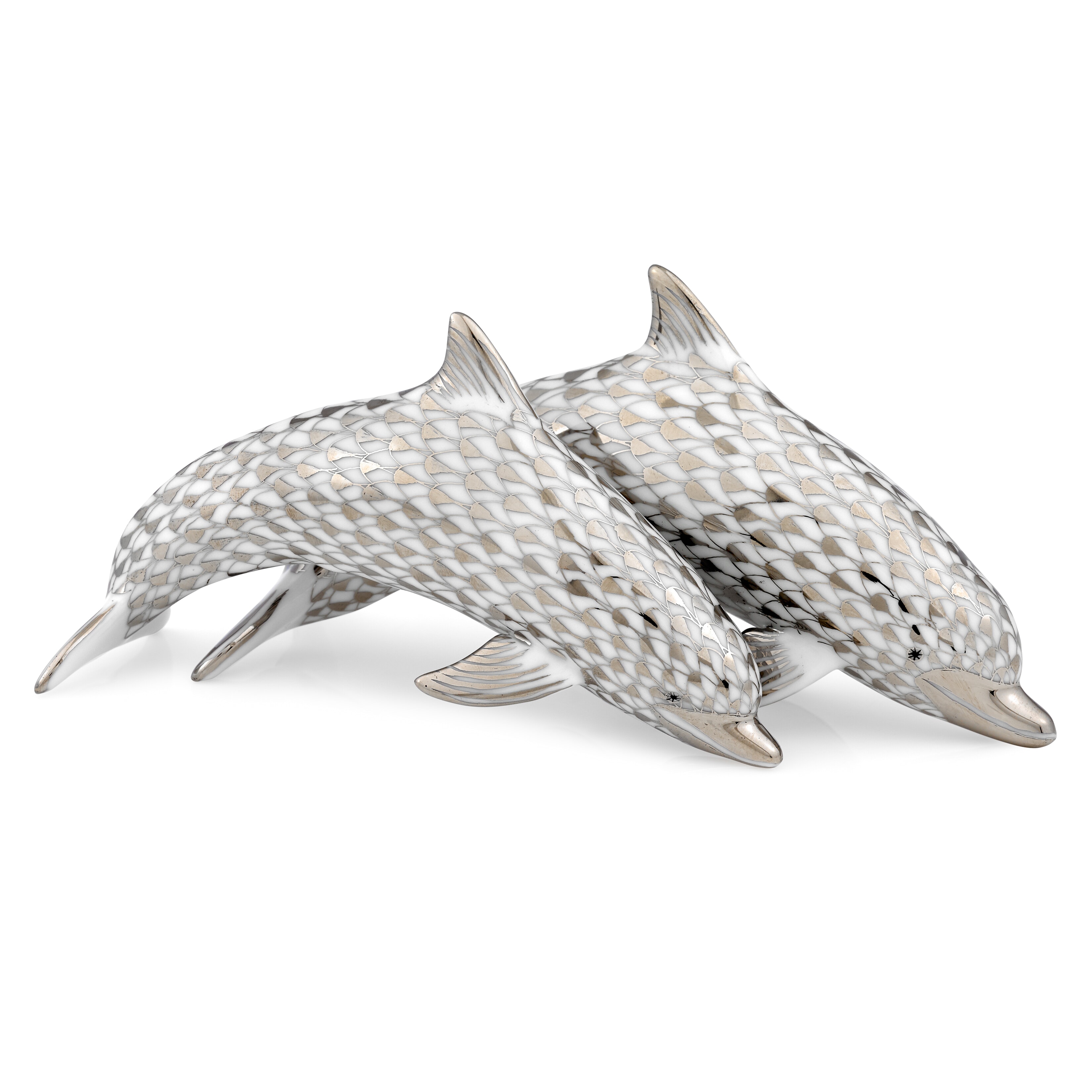 Herend Dolphin Figurines, Platinum