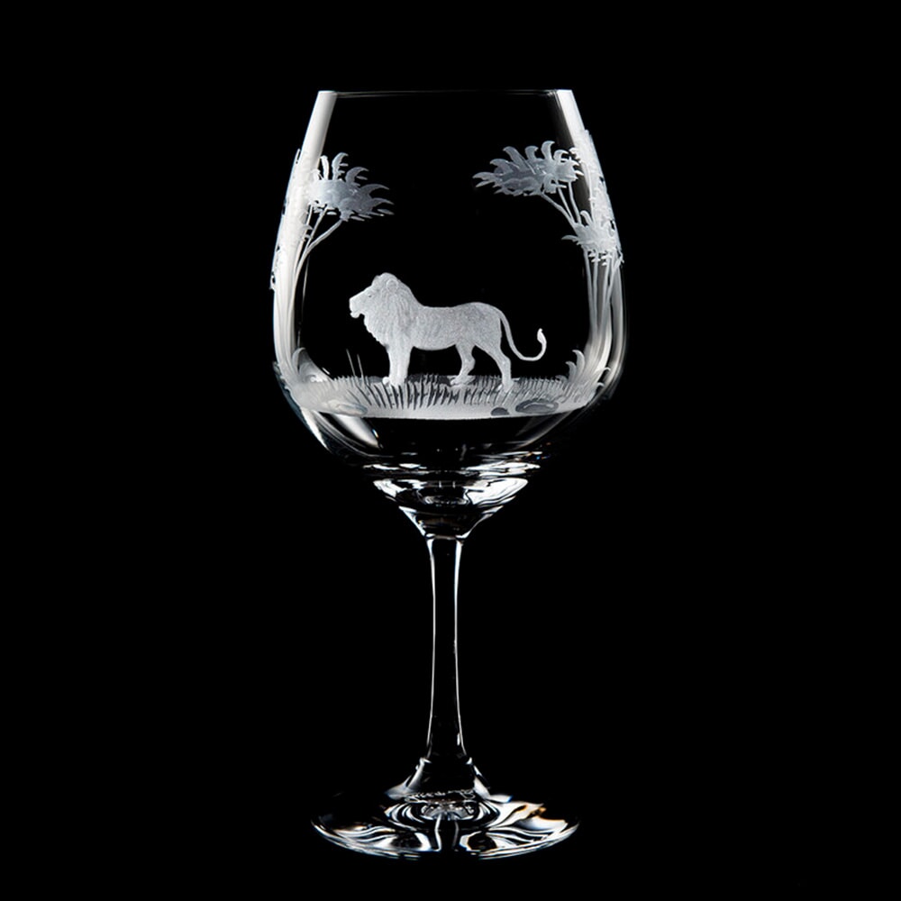 Queen Lace Crystal Vino Grande Burgundy Glass, African Wildlife