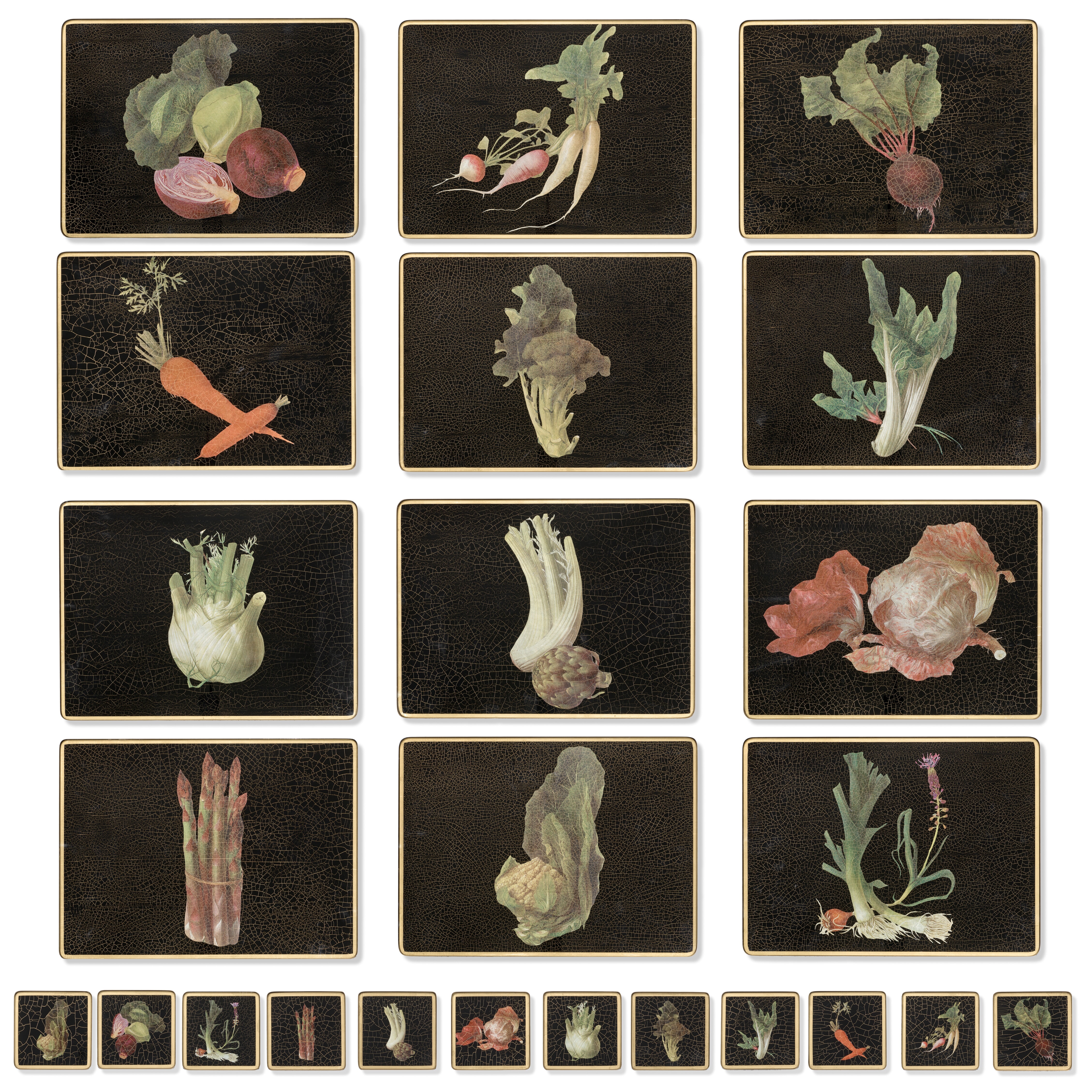 EXCLUSIVE Vegetables Glass Coasters and Placemats
