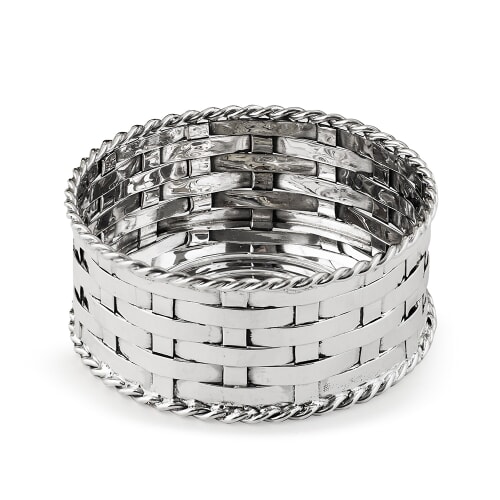 BH409 - Sterling Silver Basketweave Wine Coaster 0