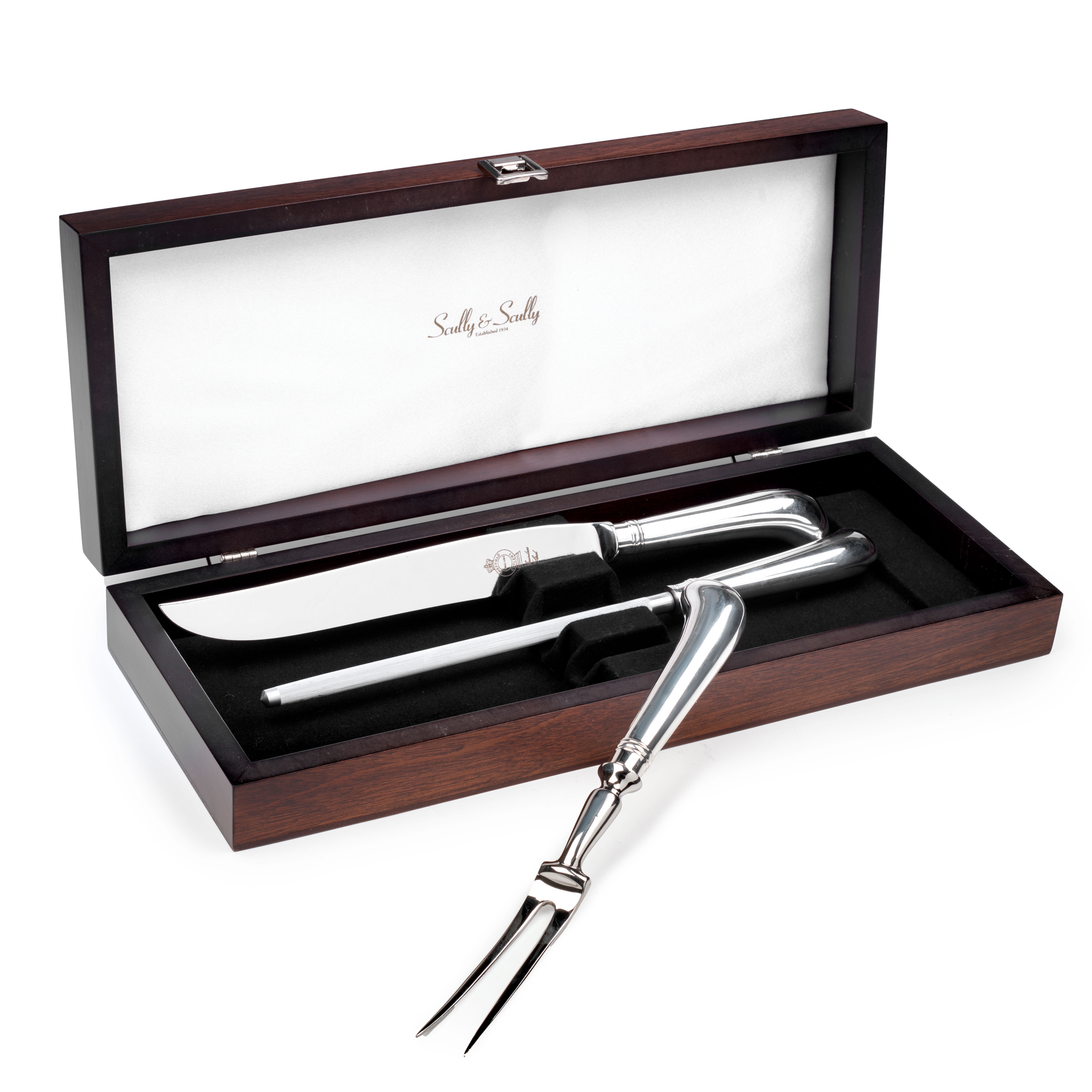 Pistol Handle Silverplated 3-Piece Carving Set