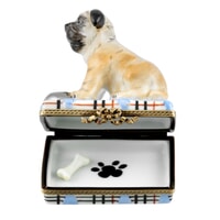 AK606 - Pug with Water Bowl & Separate Bone Limoges Box 1